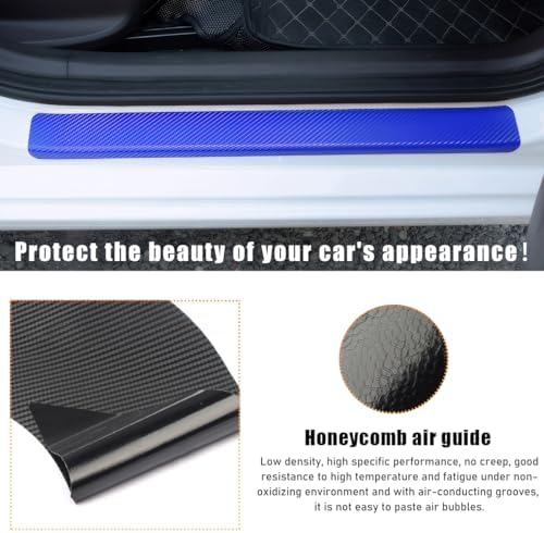 Ohleats 4 PCS Car Door Sill Protectors, Anti Scratch Carbon Fiber Auto - Image 5