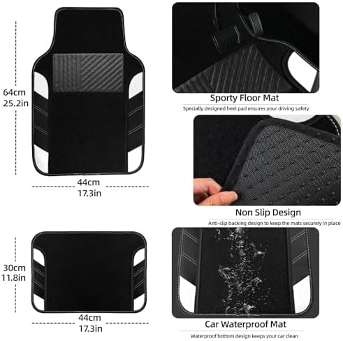 NBTEPEM 10 Pcs Car Floor Mats Full Set & Sport Leather Steering Wheel Cover - Image 4