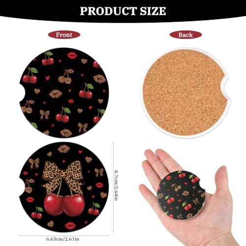 Cheetah Leopard Car Coasters for Cup Holders, Absorbent Coaster for Women - Image 2