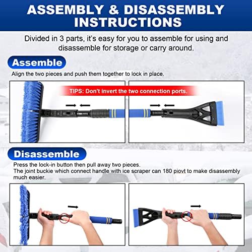 34" Extendable Ice Scrapers for Car Windshield 2-in-1 Snow Brush for Car Snow - Image 6