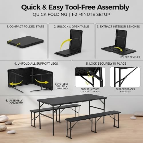 ZENY Folding Picnic Table Set - Image 5