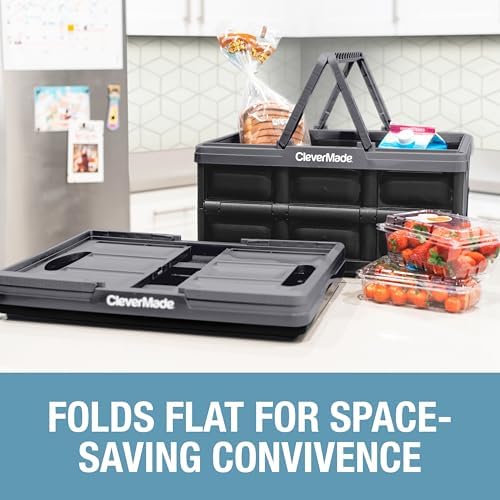 CleverMade Collapsible Shopping Basket, 32L Storage Crate, 1 Pack - Image 3