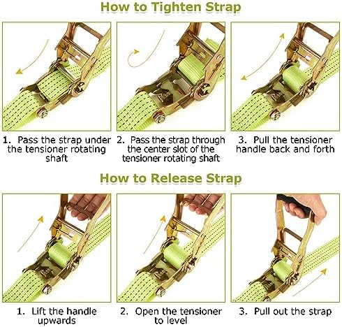4 Pack 2 Inch Ratchet Straps Heavy Duty 20ft Tie Down Straps Ratchet - Image 6