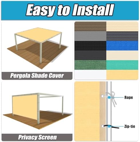 Amagenix 90% Shade Fabric 7'X 15' Sand Sun Shade Cloth - Image 3