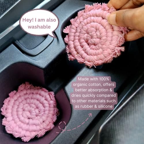 Cotton Car Coasters for Cup Holders, Drink Coaster Holder, Cute cupholder - Image 3