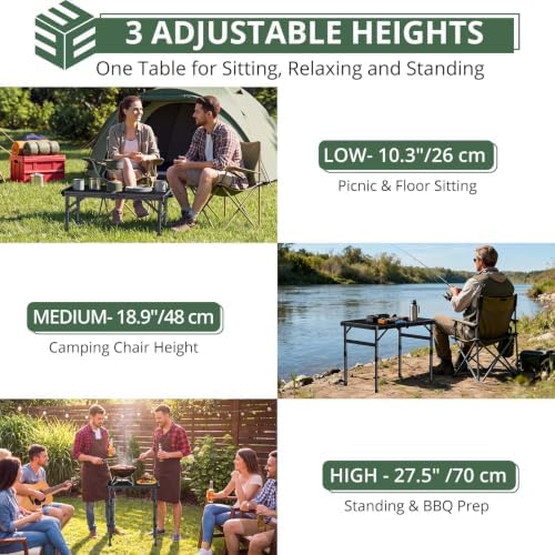 EYPINS Folding Grill Table, 3-Height Camping Table, Heat-Resistant Mesh Top - Image 3