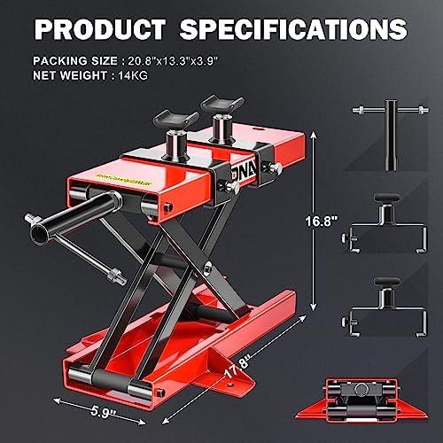 DNA Motoring Motorcycle Lift, 1100 LBS Scissor Jack - Image 3