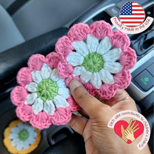Cotton Car Coasters 2pc Car Cup Coasters Cute car Accessories - Image 2