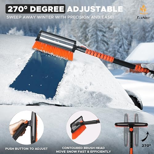 EcoNour 47" Extendable Snow Brush and Ice Scraper Pivoting Squeegee - Image 5