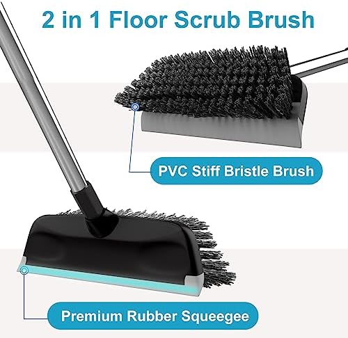 ITTAR Floor Scrub Brush with 55" Long Handle, Stainsless Steel Pole Heavy-Duty - Image 2