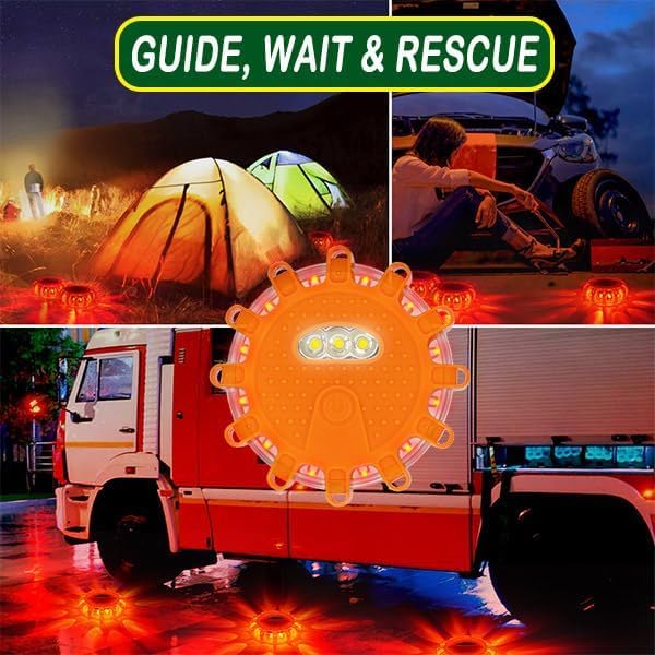 HEIGPAN GP904 LED Road Flares 4 Pack, Battery Powered Safety Warning Lights - Image 2