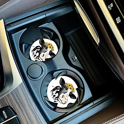 Car Coasters for Women Mother's Day 2 Pack Easter Decorations, Cute Farm Cow - Image 2