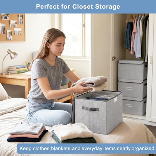 Bagnizer Linen Fabric Foldable Storage Cube Bin Organizer Basket - Image 3