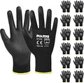 DULFINE Safety Work Gloves for Men 12 Pairs, Ultra-Thin PU Coated Black XXL by DULFINE