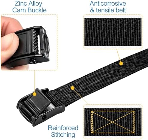 Adjustable Cam Buckle Lashing Straps, Tie Down Straps, 4 Pack - Image 2