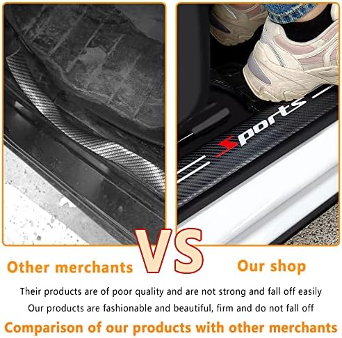 4Pcs Car Door Sill Protector, Sport Carbon Fiber Threshold Anti-Scratch Sticker - Image 4
