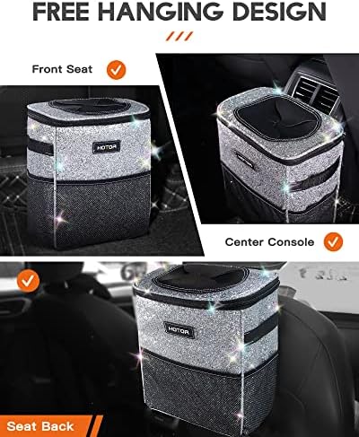 HOTOR Car Trash Can, Leakproof Car Organizer, Sparkle White - Image 7