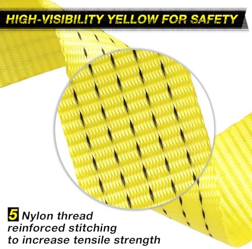 2" x 20ft Tow Strap with Hooks Heavy Duty Recovery Strap 15000 lbs Capacity - Image 4