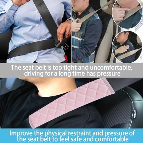 JOYCOURT 2PCS Universal Car Seatbelt Strap Cover, Long Crystal Velvet Shoulder - Image 4