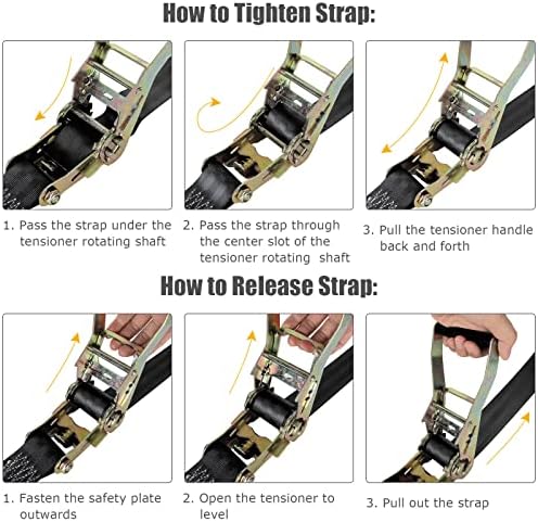 4 Pack 2 Inch Ratchet Straps Heavy Duty 20ft Tie Down Straps Ratchet - Image 6