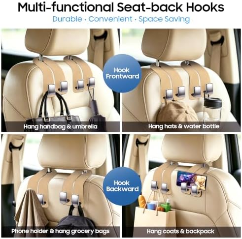 Amooca Car Headrest Hooks 2-Pack Suede Seat Organizer - Image 6