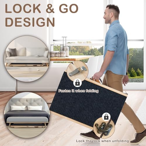 Folding Dog Ramp Safety for Bed, Wooden 5 Adjustable Height Pet Ramps, Potable - Image 4