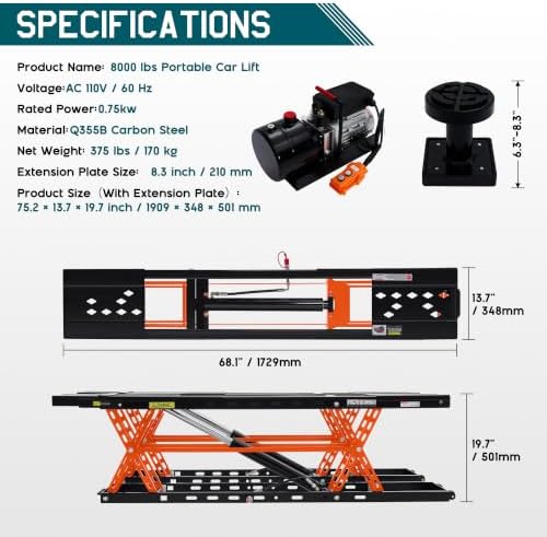 Albott 8000 LBS Portable Car Lift - Image 2