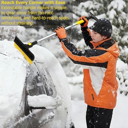 Gardenised 30-43" Extendable Aluminum Snow Brush - Image 4