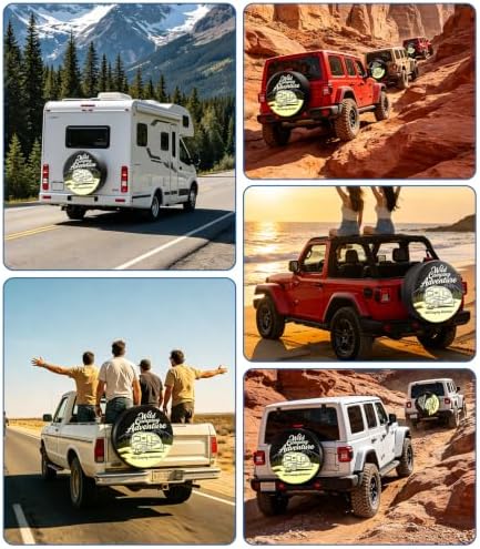 RV Spare Tire Cover Wild Camper Adventure 17in Waterproof Universal Fit - Image 6