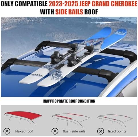 Roof Rack Cross Bars for 2021-2025 Jeep Grand Cherokee 396lbs Roof Rails - Image 2