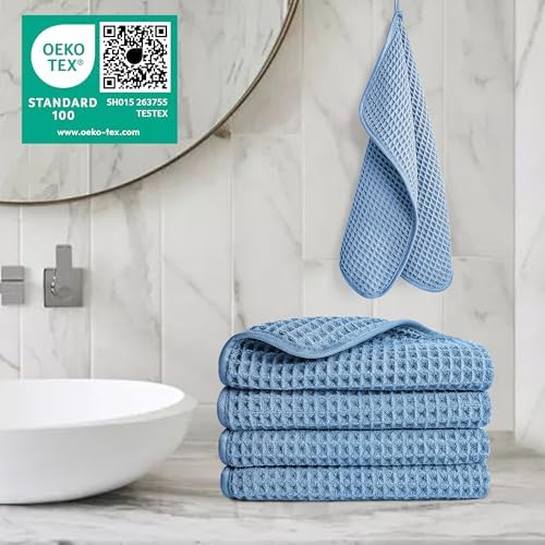 POLYTE 430 GSM Poly Blend Microfiber Waffle Wash Cloth Face Towel, 13x13 in - Image 5