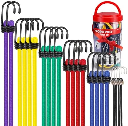 WORKPRO Bungee Cords with Hooks, Heavy Duty Outdoor Bungee Strap by WORKPRO