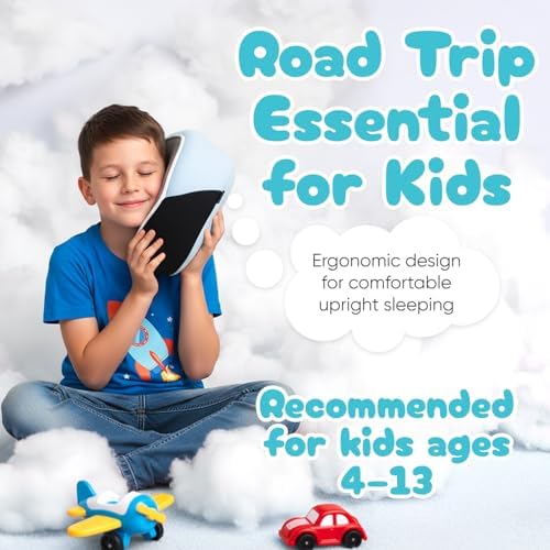 Proglobe Kids Travel Neck Pillow, Memory Foam, Light Blue, Ages 4+ - Image 2