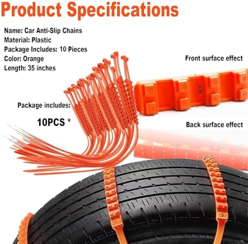 10PCS Universal Anti-Skid Snow Tire Chains, 2026 Upgraded Portable Emergency - Image 5