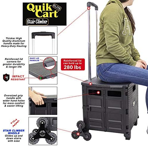 dbest Products Quik Cart Elite Stair Climber Rolling Crate - Image 5