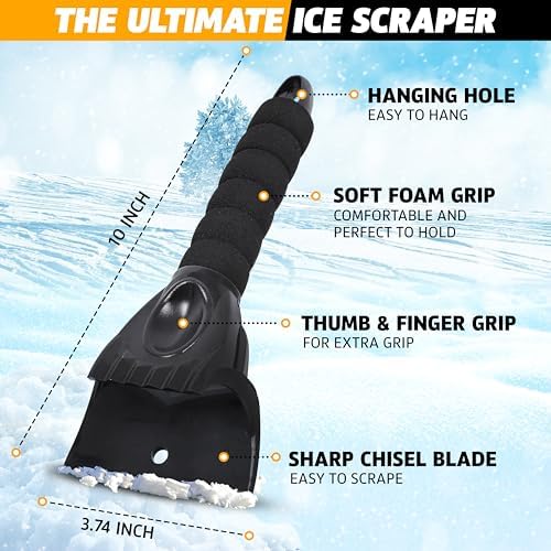 EcoNour Ice Scraper for Car Windshield 2 Pack Cleaning Scraper - Image 2