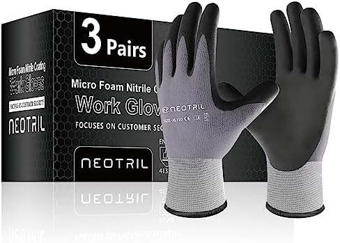 NEOTRIL Safety Work Gloves MicroFoam Nitrile Coated-3/6/12/36 Pairs, Breathable by NEOTRIL