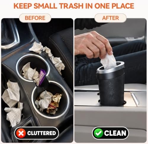 Car Trash Can with Lid, 2 Pack Mini Cup Holder Trash Can with 60 Bags, 900ML - Image 5