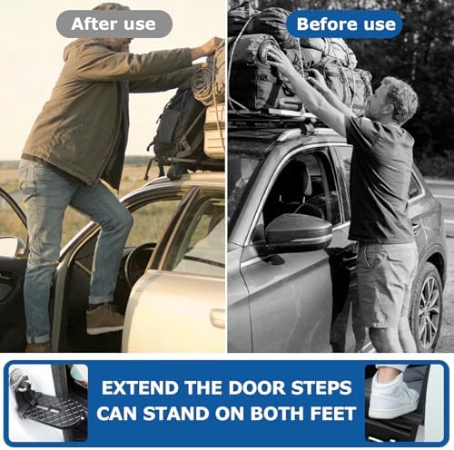 2PCS Car Door Step with 1PC Latch Protector, Foldable Aluminum Alloy - Image 2