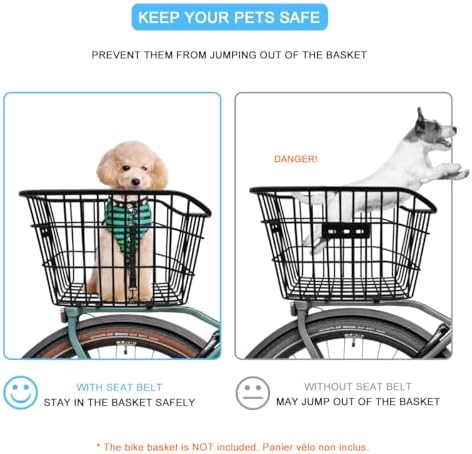 Dog Seat Belt for Bike Basket, Shock Absorbing Lead Bicycle Safety Leash - Image 2