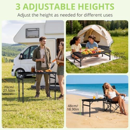 3ft Folding Grill Table, Heat-Resistant Tabletop 3 Heights 27.5" - Image 5