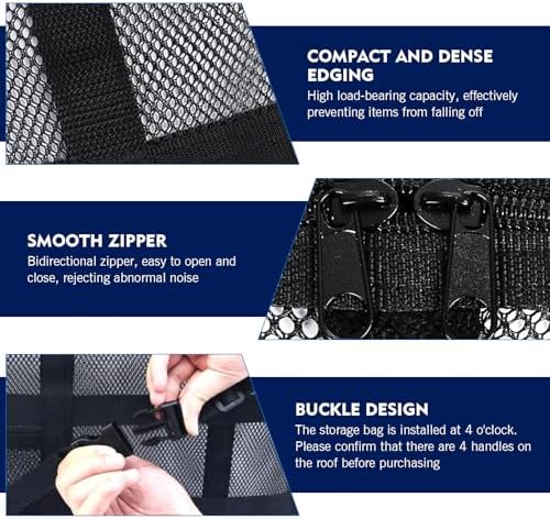 WZP Car Ceiling Cargo Net, 31.5" x 20.9" Double-Layer Mesh Car Roof Storage - Image 6