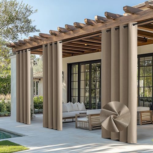 NICETOWN Outdoor Curtains for Patio Waterproof, Thermal Insulated Linen by NICETOWN