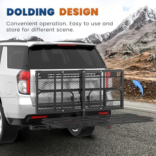 KUIPERAUTO 500 Lbs Folding Rack Hitch Mount Cargo Carrier, Bolt Lock Luggage - Image 3