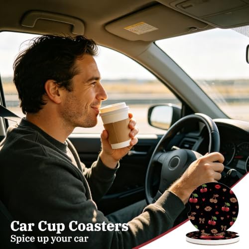 Cheetah Leopard Car Coasters for Cup Holders, Absorbent Coaster for Women - Image 5