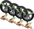 Car Trailer Straps, 4 Pack 2"x96" Tire Straps, Snap Hooks by Digank