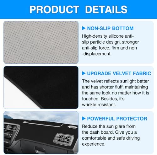 Autorder Dashboard Cover Mat for Honda Civic 1996-2000 Accessories Dash Cover - Image 6