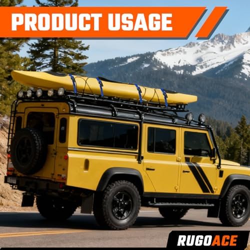 Ratchet Tie Down Straps 1in x 10ft 900 lbs Break Strength 8PK Blue RUGOACE - Image 2