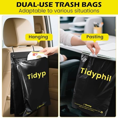 150 PCS Disposable Car Trash Bags Hanging, 2 Gallon Car Garbage Bags. Black - Image 2