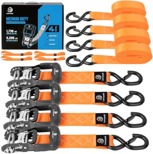Ratchet Straps 4 Pack, 208LBS Break Strength by Unknown